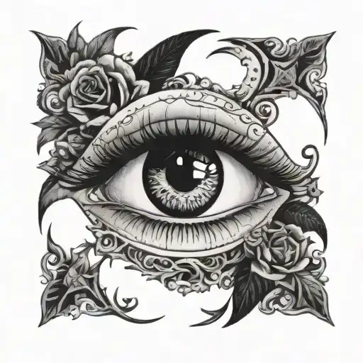 An Eye That Cryes Blood Let The Pupil Be A Half Moon And Let It Be Dark