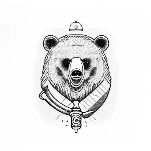 Cute Bear Animal With A Beer