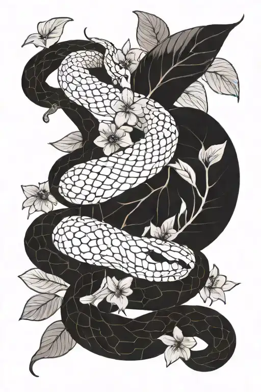 Snake And Flowers