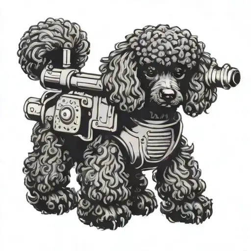 Black Poodle With Guns