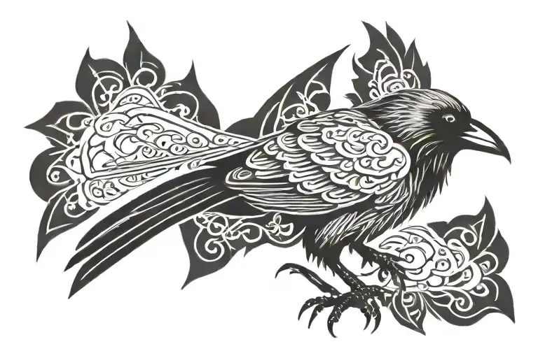 Raven With Nordic Runes