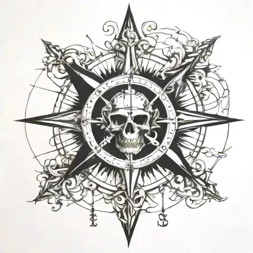 Compass Rose And Skull