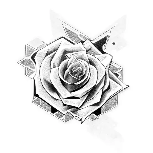 Rose With Cyberpunk Style Text Familia