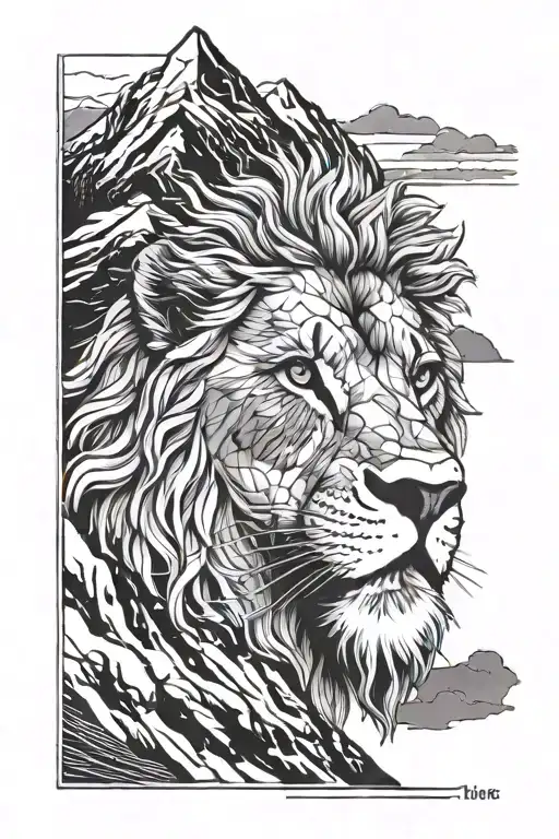 Moutain And Lion Face
