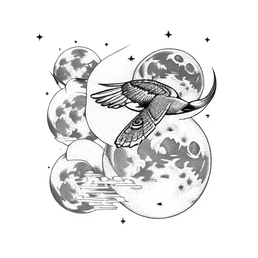 Ssd Moon And Flying Birds