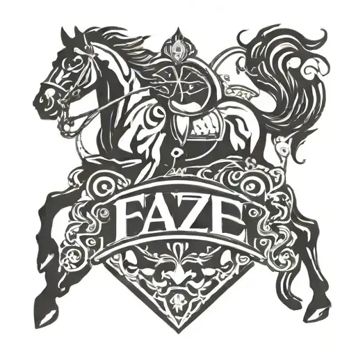 Faze Logo With A Horseshow And A Horse Biting The Faze Logo