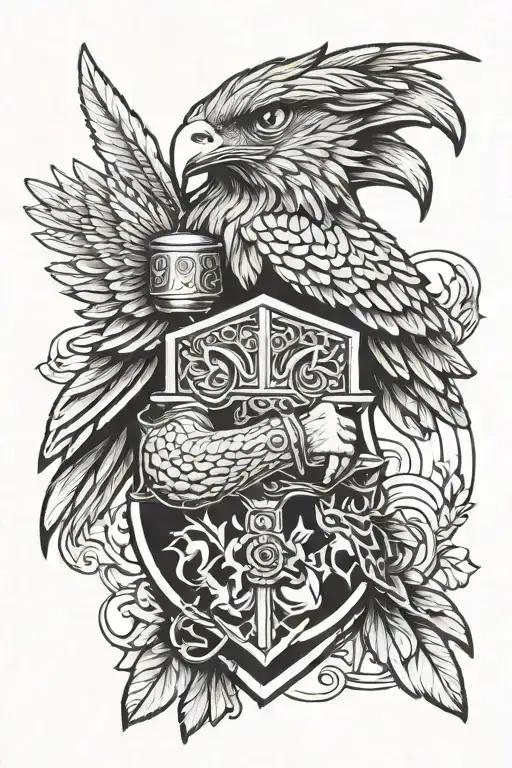 Hawk With Soldier Holding A Shield