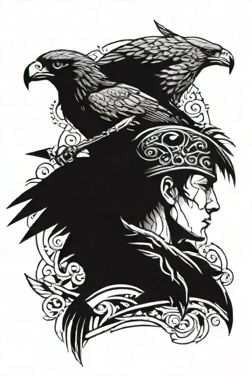 Warrior With Hawk On The Shoulder