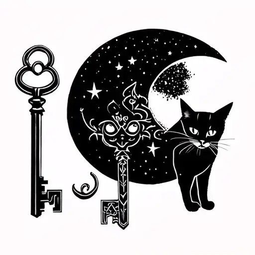 A Cat On The Moon And Key