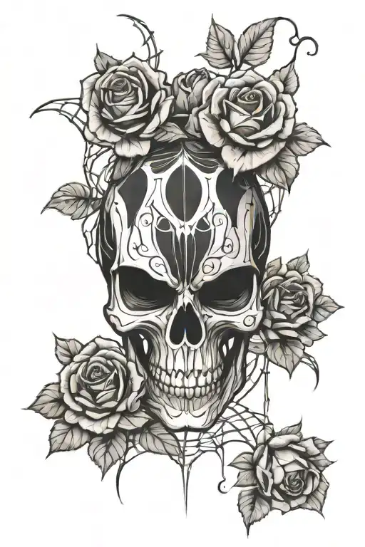 Spider Skull And Roses