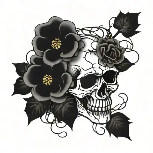 Skull Flowers Barbed Wire