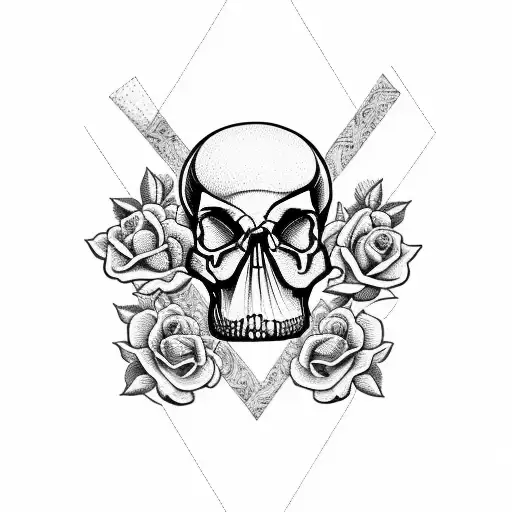 Atlas Skull With Roses Greek Statues Geometric