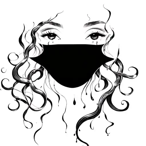 Medusa With Pronounced Cheekbones And Sultry Eyes Smiling With Tears Flowing