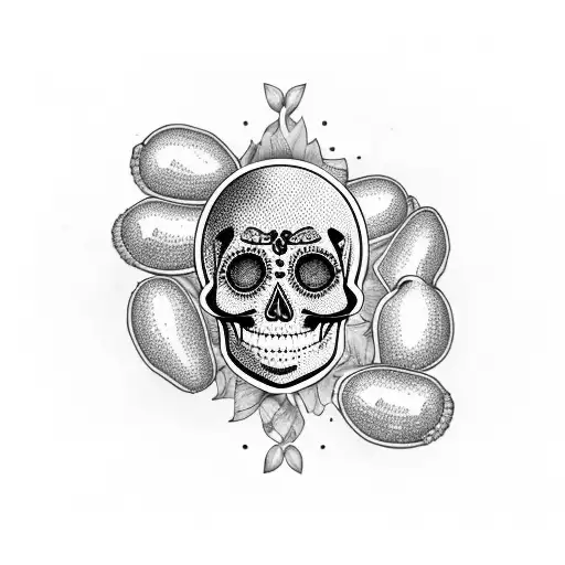 Sugar Skull In An Avocado Pit