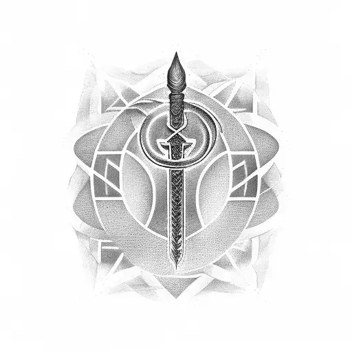 A Caduceus Wand In The Style Of Technology Containing Biblical Signs