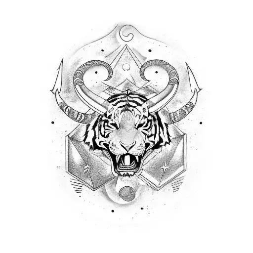 Capricorn Sign With A Tiger