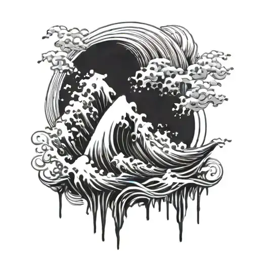 Mountain And Ocean Wave Crashing