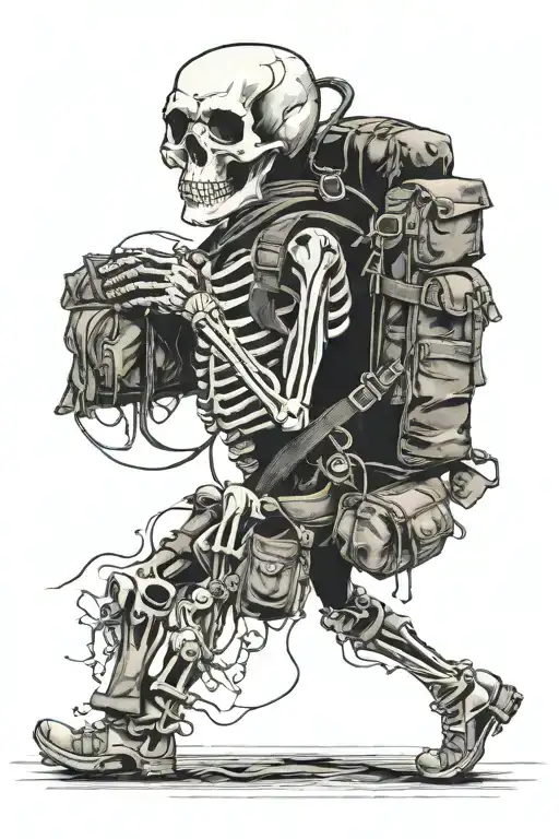 Skeleton Carrying A Rucksack With A 240