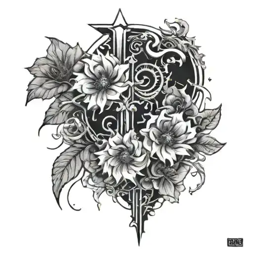 Anime Berserk Sign With Some Flowers