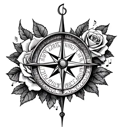 Compass With Music N Roses