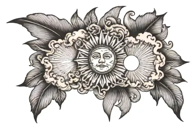 Memorial Tattoo For Grandma Clouds With Sun Rays