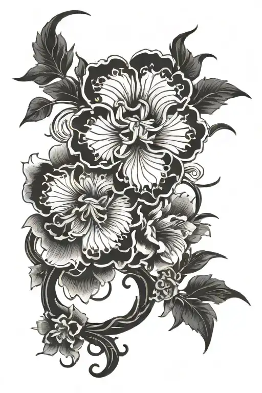 Chinese Type Flowers Intertwined