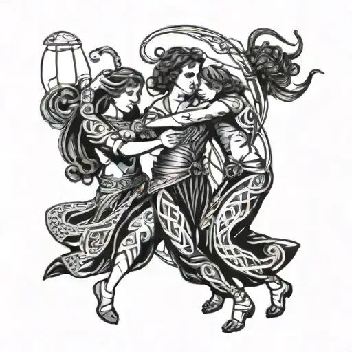 Breizh Breton Dancers Enmeshed In Celtic Symbols