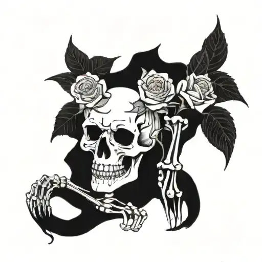 Headless Skeleton Holding Wilted Rose