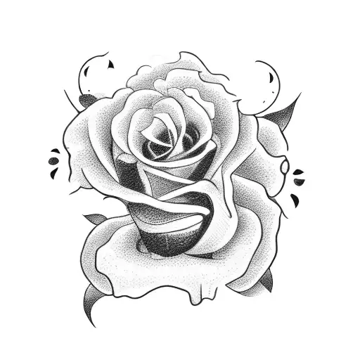 A Detailed Blackwork Tattoo Of A Cowboy Playing A Guitar With Roses Blooming Around Him