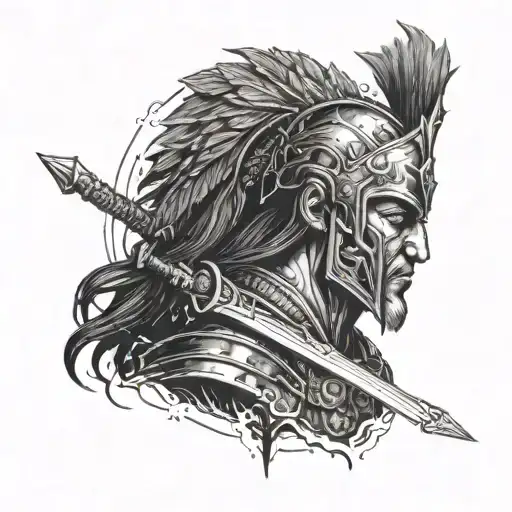 A Portrait Of A Legendary Warrior From Ancient Mythology Wielding A Magical Weapon