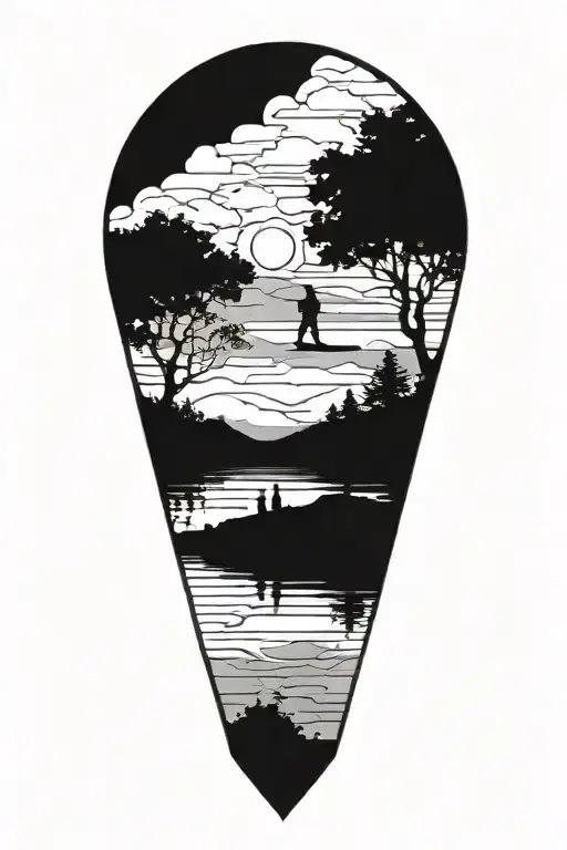 Silhouette Hovering Over Body Of Water