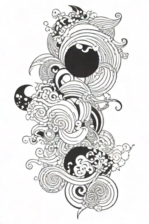Suminagashi Abstract Half Sleeve Tattoo Design