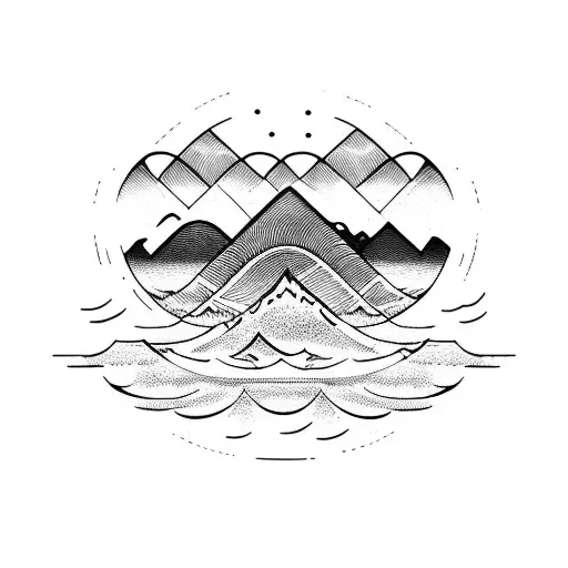 Ocean Wave With Mountains That Looks Like Wood Grain