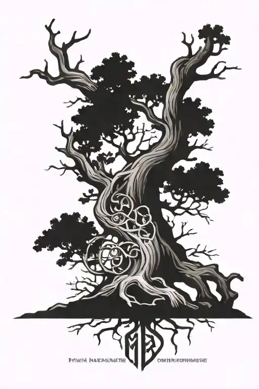 Oak Tree With Initials Mrb In The Roots Forming