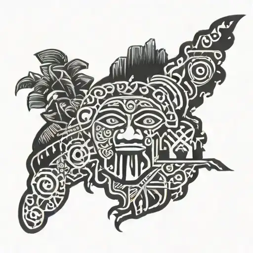 Taino Dominican Republic Country Outline