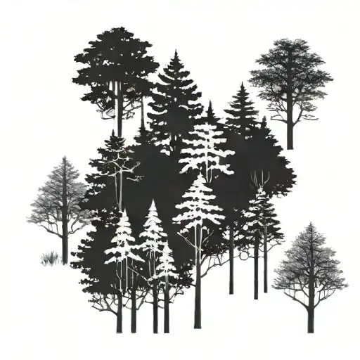 Forest With 4 Trees That Stand Out More Than The Rest