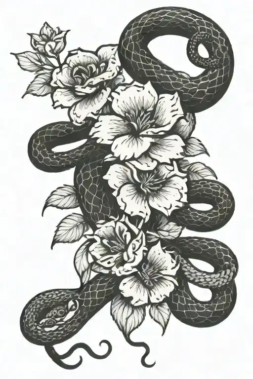 Snake With Flowers Around It