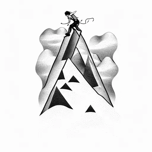 A Rock Climber Conquering A Towering Mountain Peak