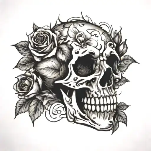 Skull Surrounded By Roses