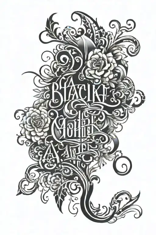 Dark Lettering Black Art Tattoo Design