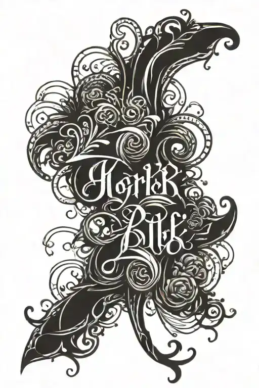 Dark Lettering Black Art Tattoo Design