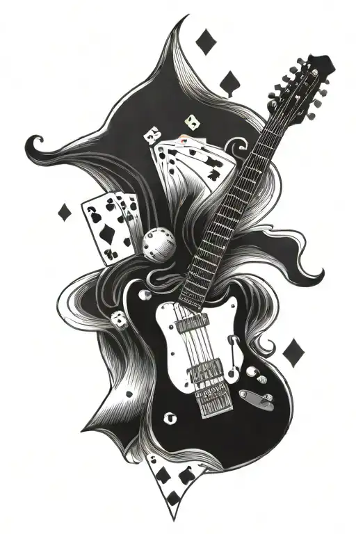 Electric Guitar Poker Chips Playing Cards Dice