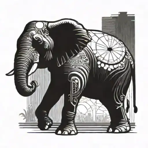 An Elephant Silhouette With A Radio Antenna As Its Trunk