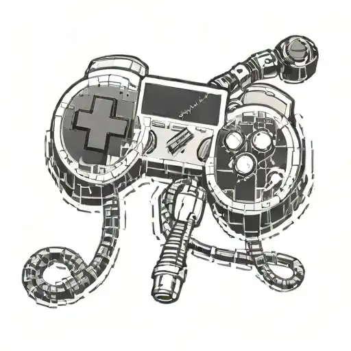 A Pixelated Gaming Controller Intertwined With A Stethoscope