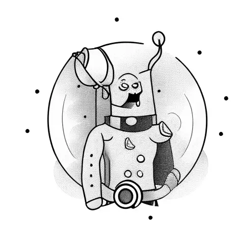 Cartoon Figure Using Telescope