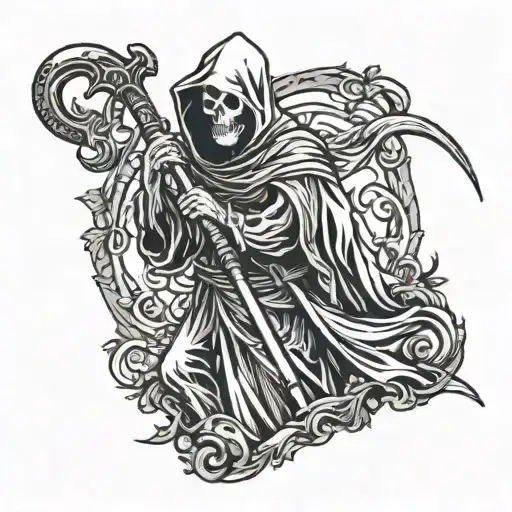 Grim Reaper Holding A Scythe