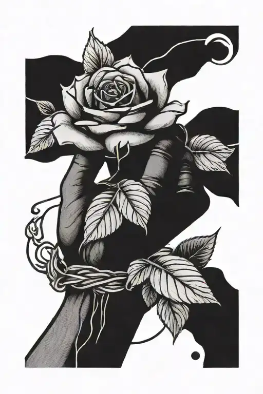 Right Hand Holding A Rose