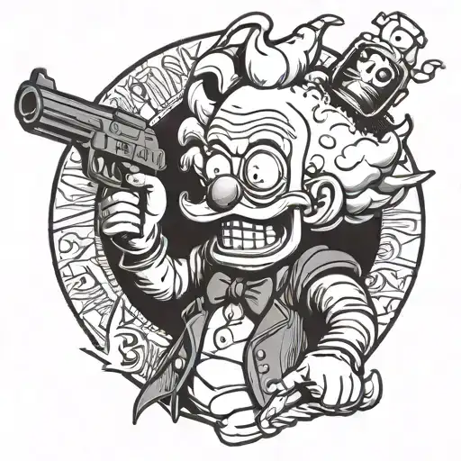 Krusty The Clown With A Gun On His Head