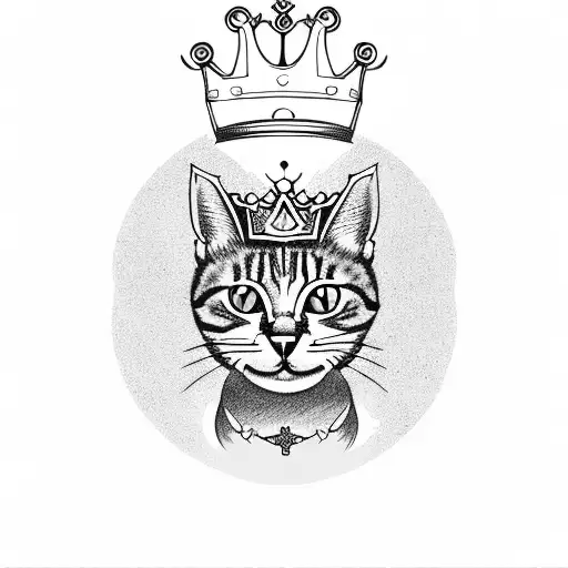 Tabby Cat On Throne With Crown Tarrot Card