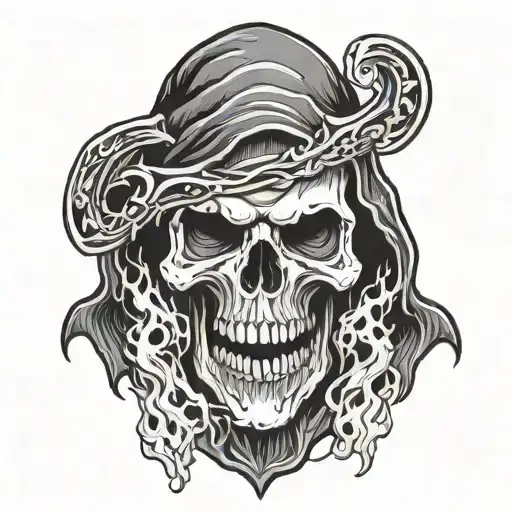 Grim Reaper Skull With Fire